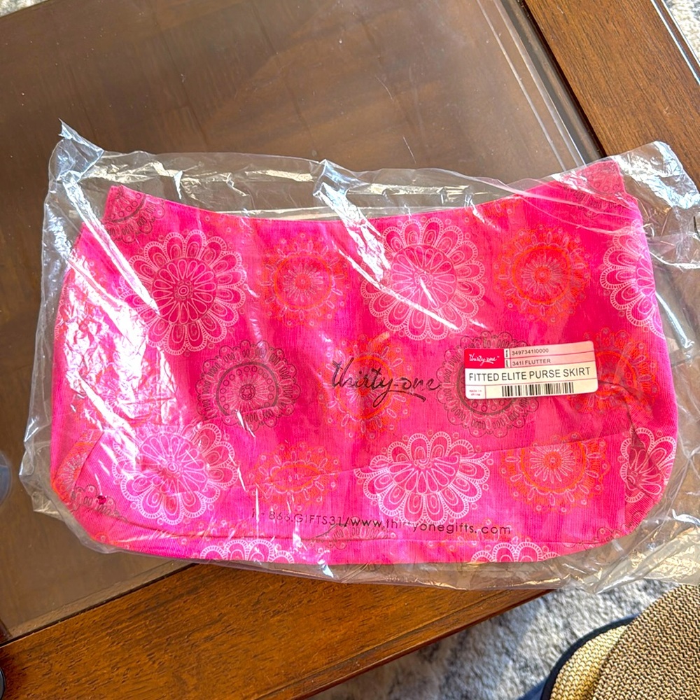 NEW Thirty One 31 Fitted‎ Elite Purse Skirt in Flutter Pattern